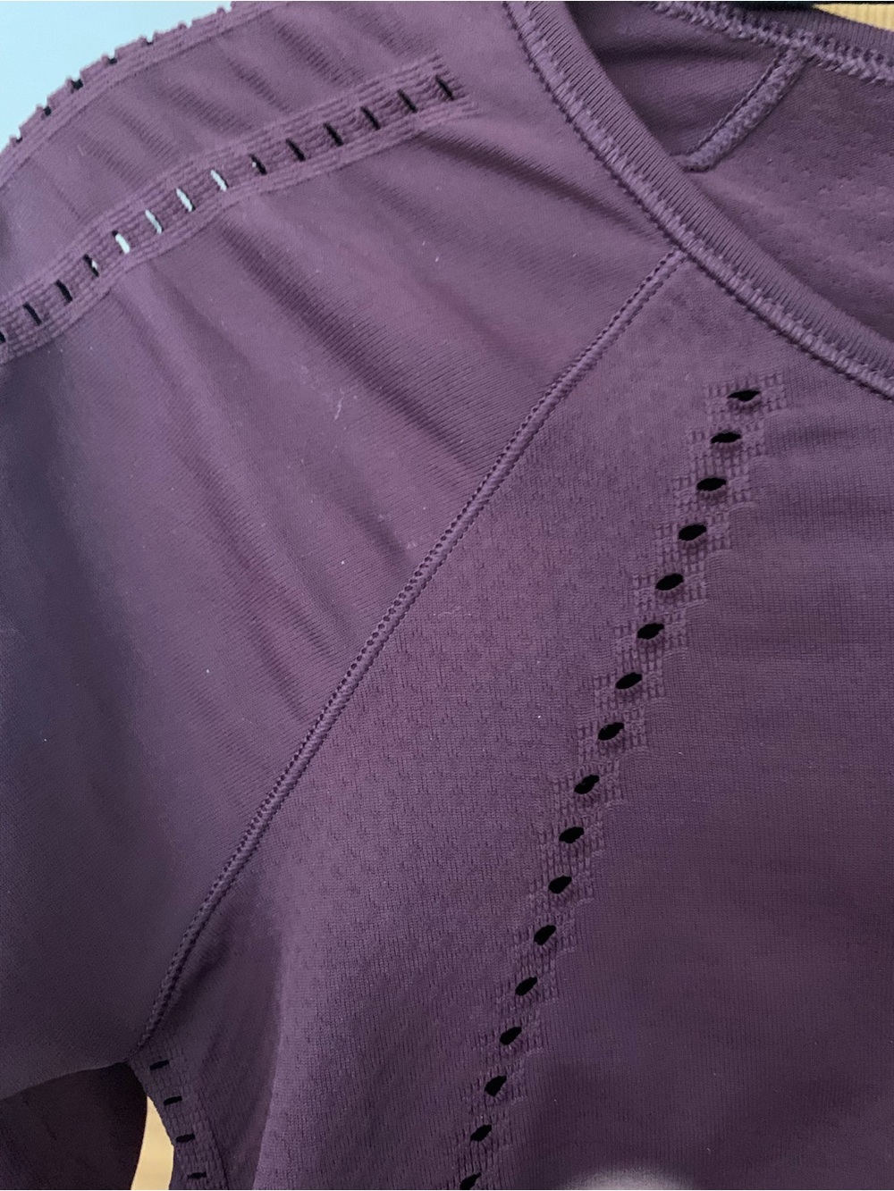 Athleta Deep Plum Long-Sleeve Perforated Crew Top - Picture 2 of 12